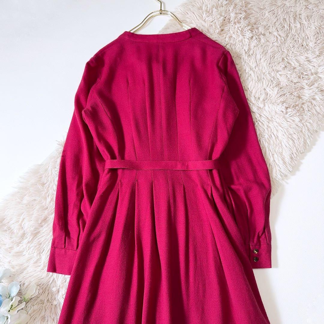 極美品ꕥアナイ 現行タグ ウールアムンゼンポケットフレアワンピース 共布リボン