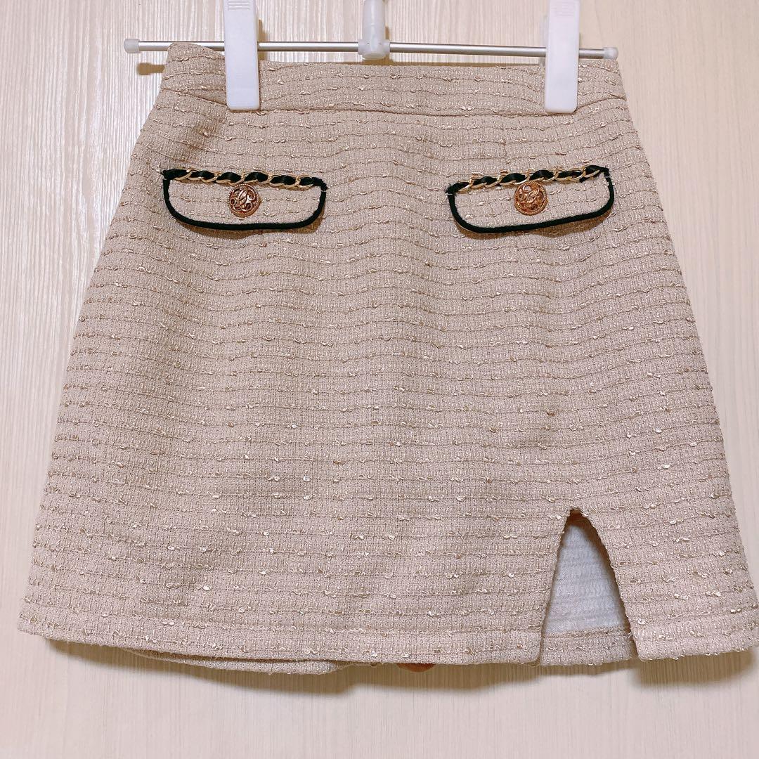 ベージュ タイトドレス セットアップ　jewels　Sサイズ