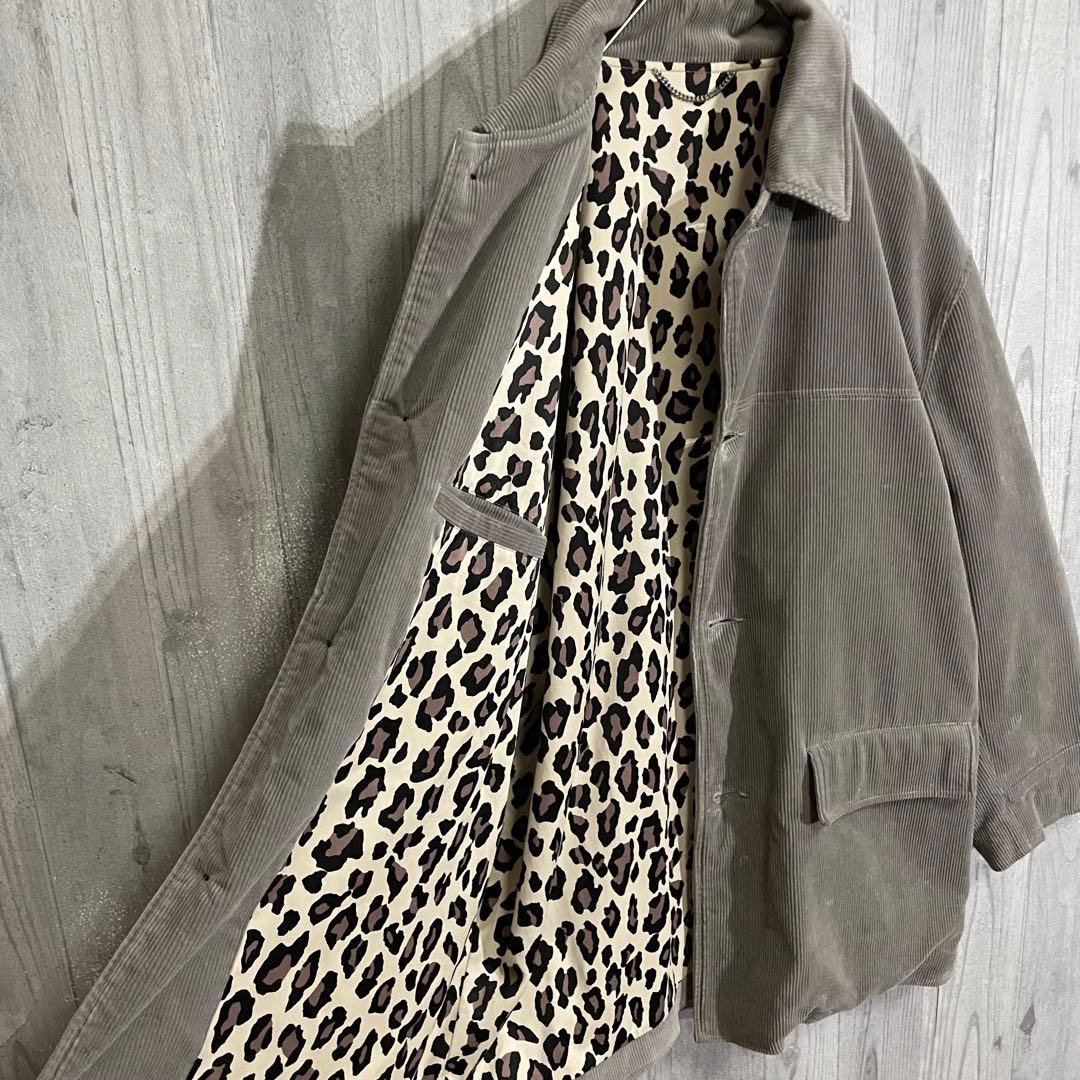 【最高カラー】ワコマリア　裏地レオパード　コーデュロイカーコート　L