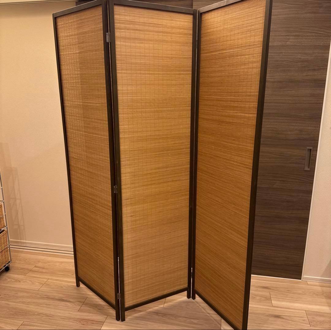 和風　木製ブラウン　パーテーション 3つ折り　間切り　衝立