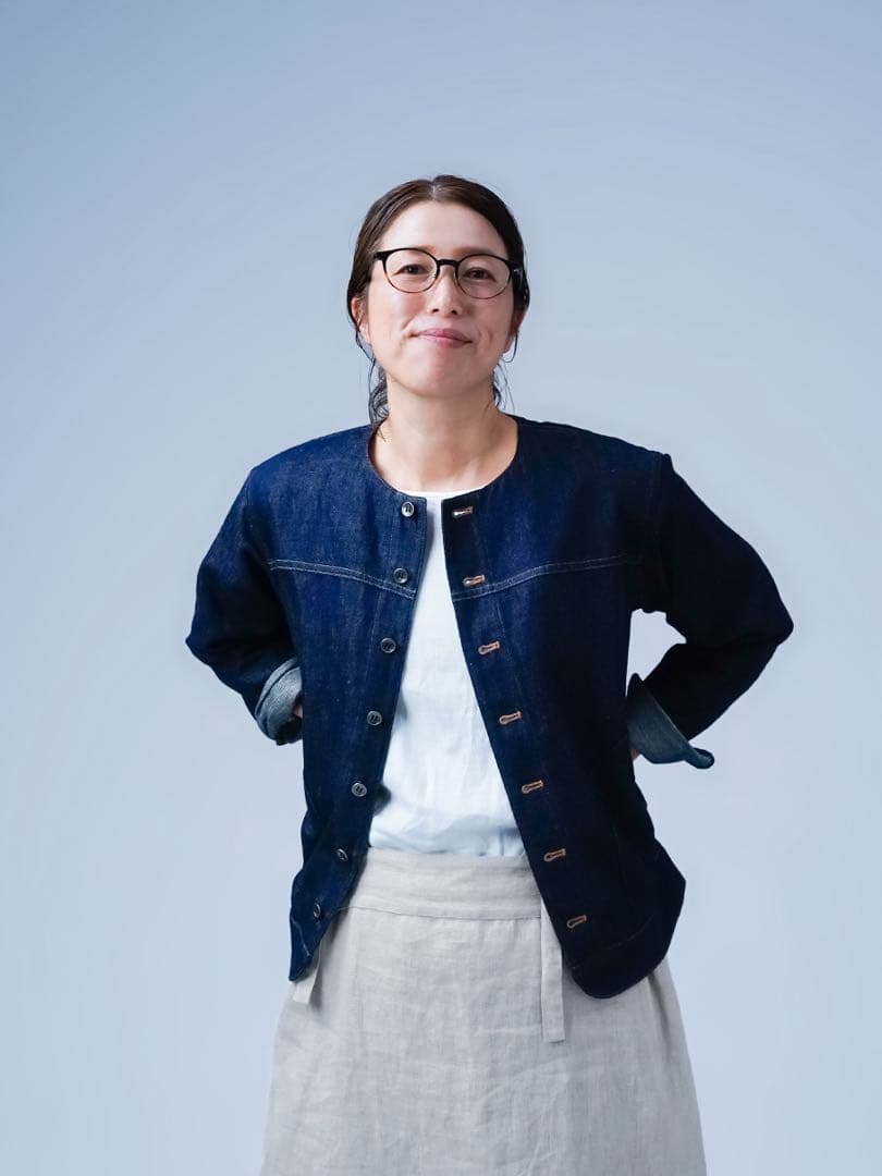 wafu. / ワフリネン ❤︎ リネンデニムノーカラージャケット ❤︎ 試着のみ♪