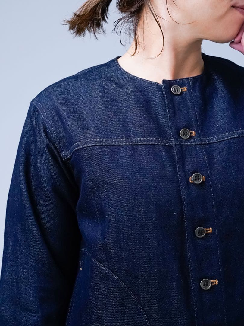 wafu. / ワフリネン ❤︎ リネンデニムノーカラージャケット ❤︎ 試着のみ♪