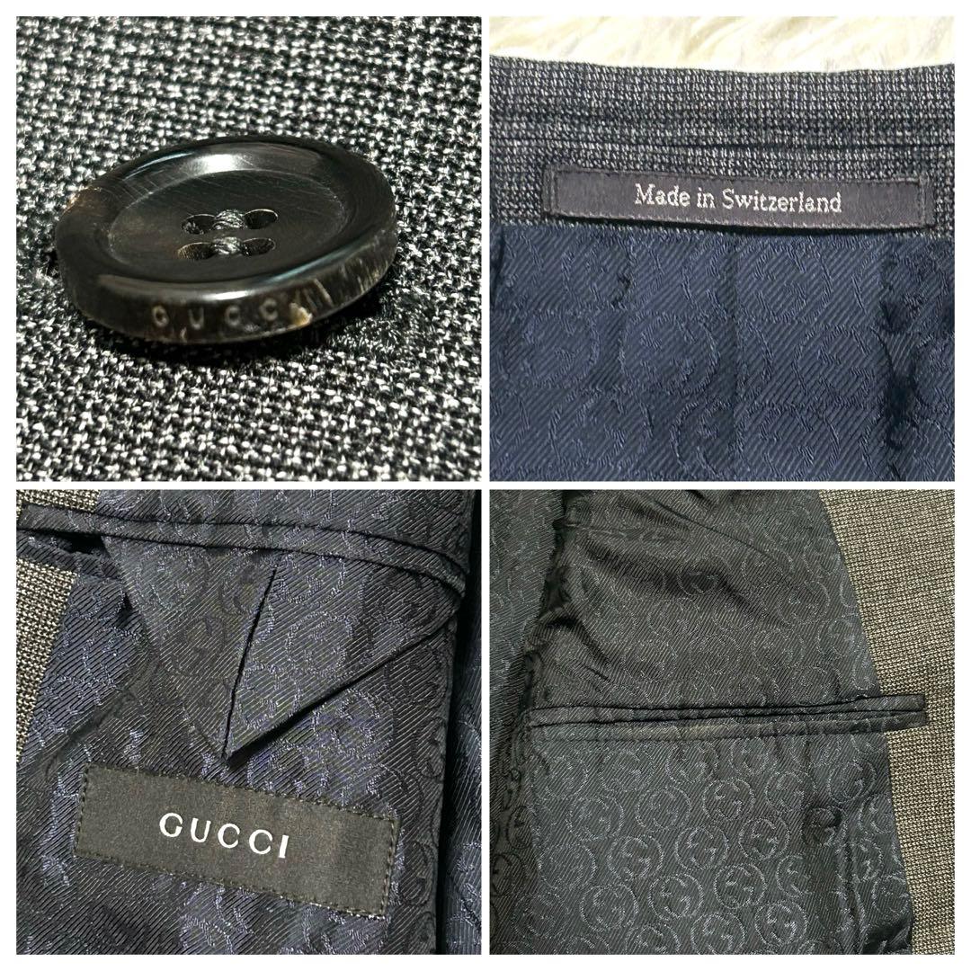 グッチ　スーツセットアップ　46R グレー系　裏地総柄　インターロッキング