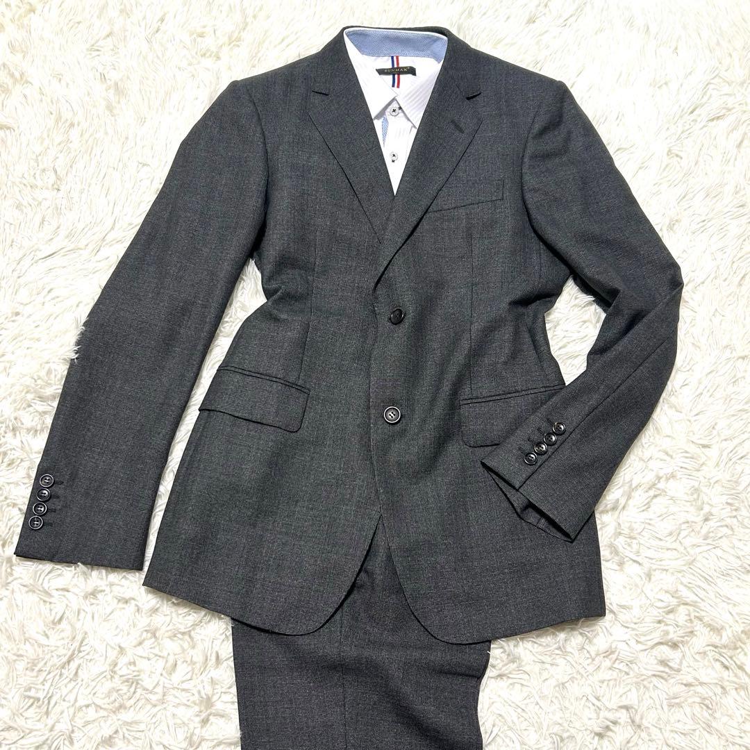 グッチ　スーツセットアップ　46R グレー系　裏地総柄　インターロッキング