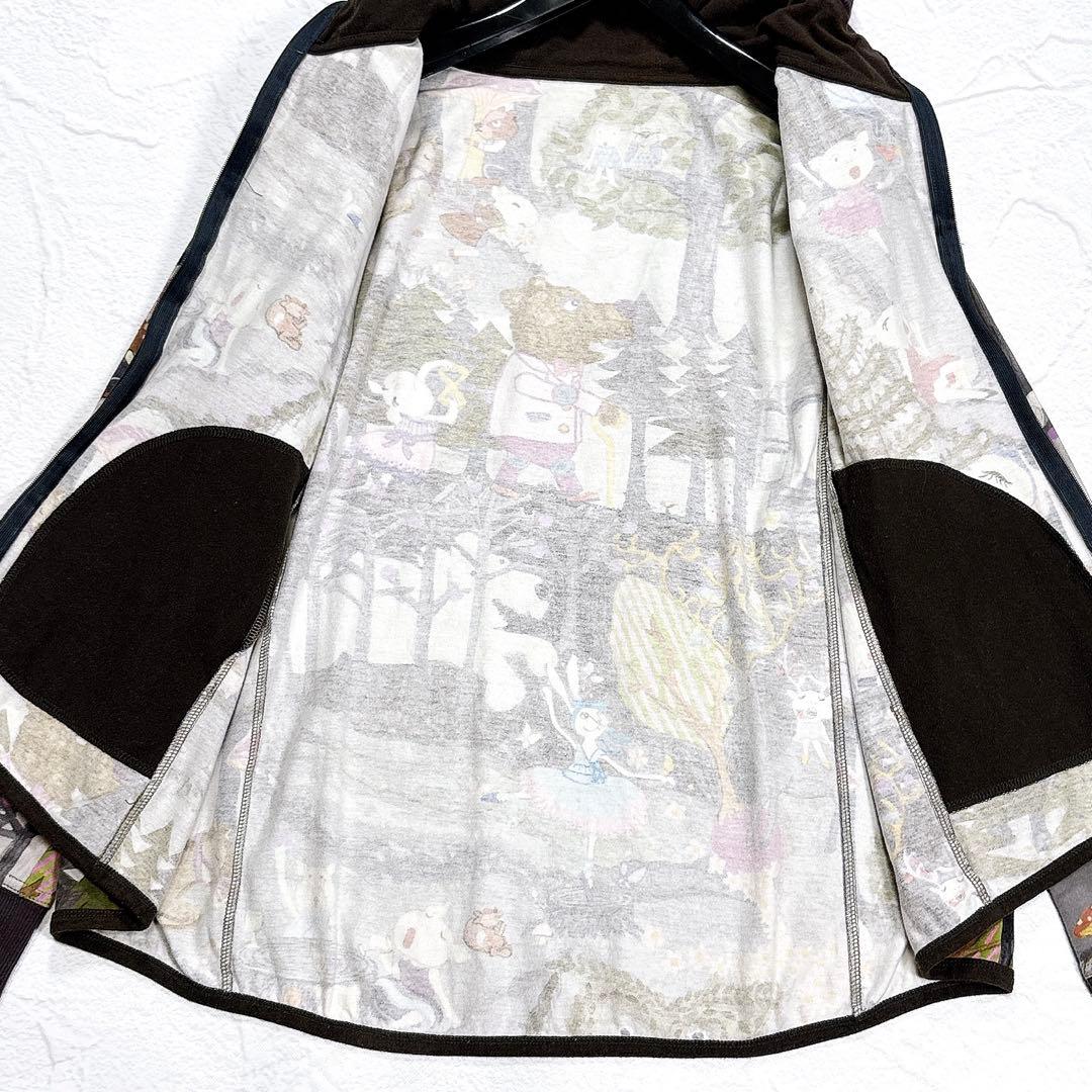 アルベロベロ　ジップパーカー　ぶたさん　総柄　ロゴジップ　フード　羽織り