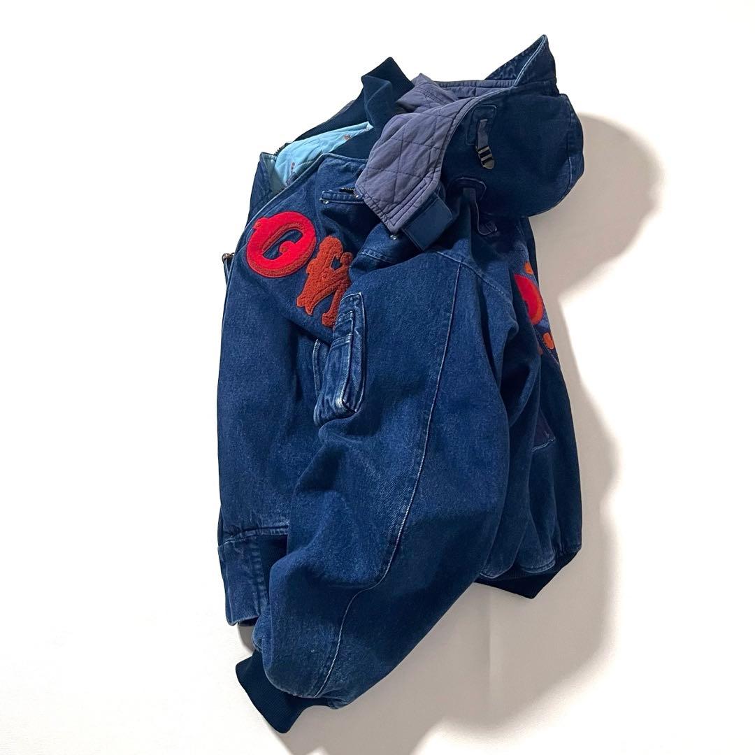 【良品】カールヘルム　デニム ジャケット　着脱フード 2WAY　ロゴ刺繍　MA1