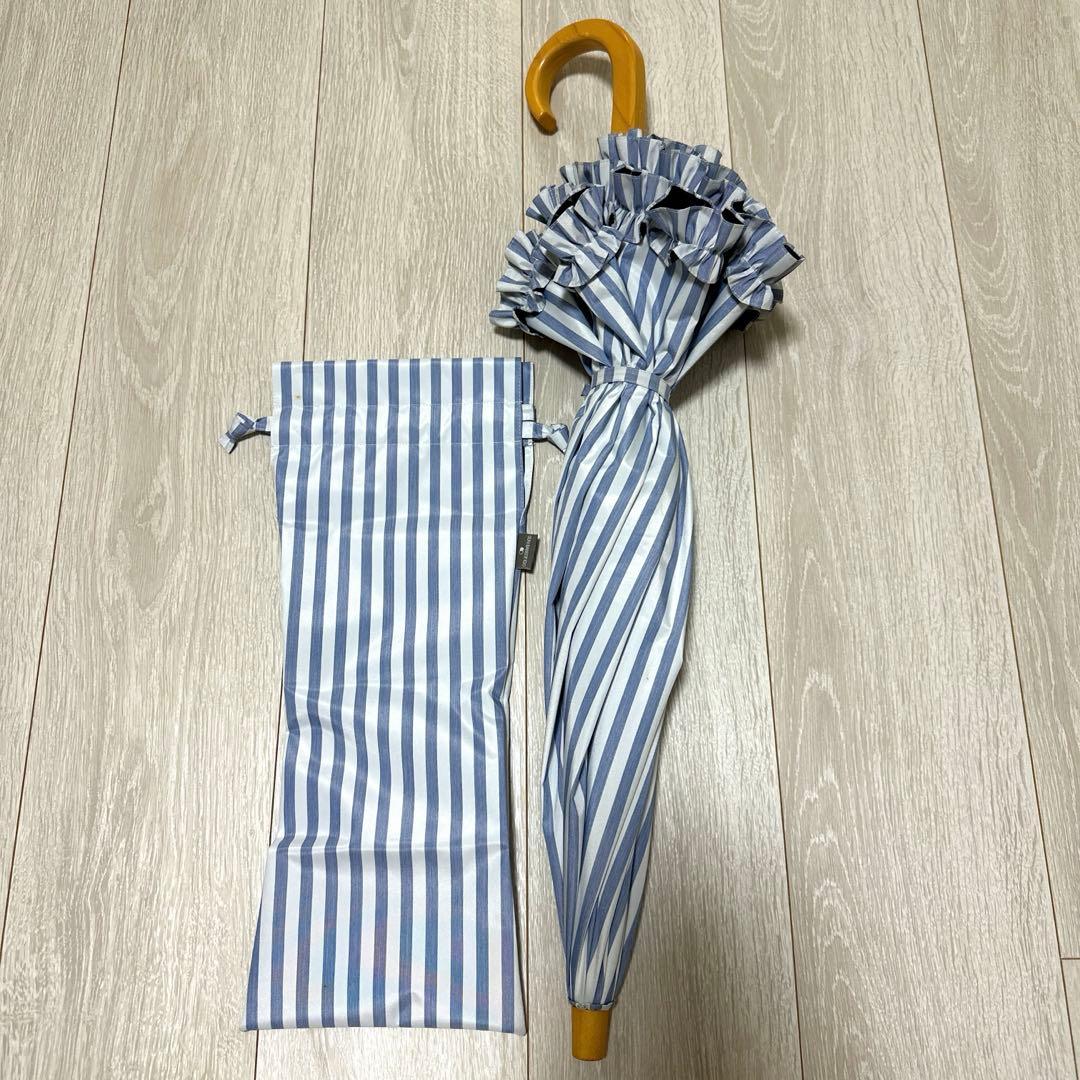 【みみとん様用】サンバリア100 ストライプ柄2段折フリル日傘