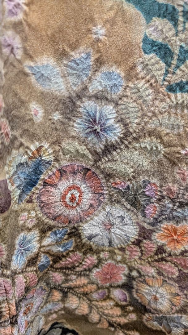 【翠山工房】訪問着 花柄 金色 紫色 辻ヶ花