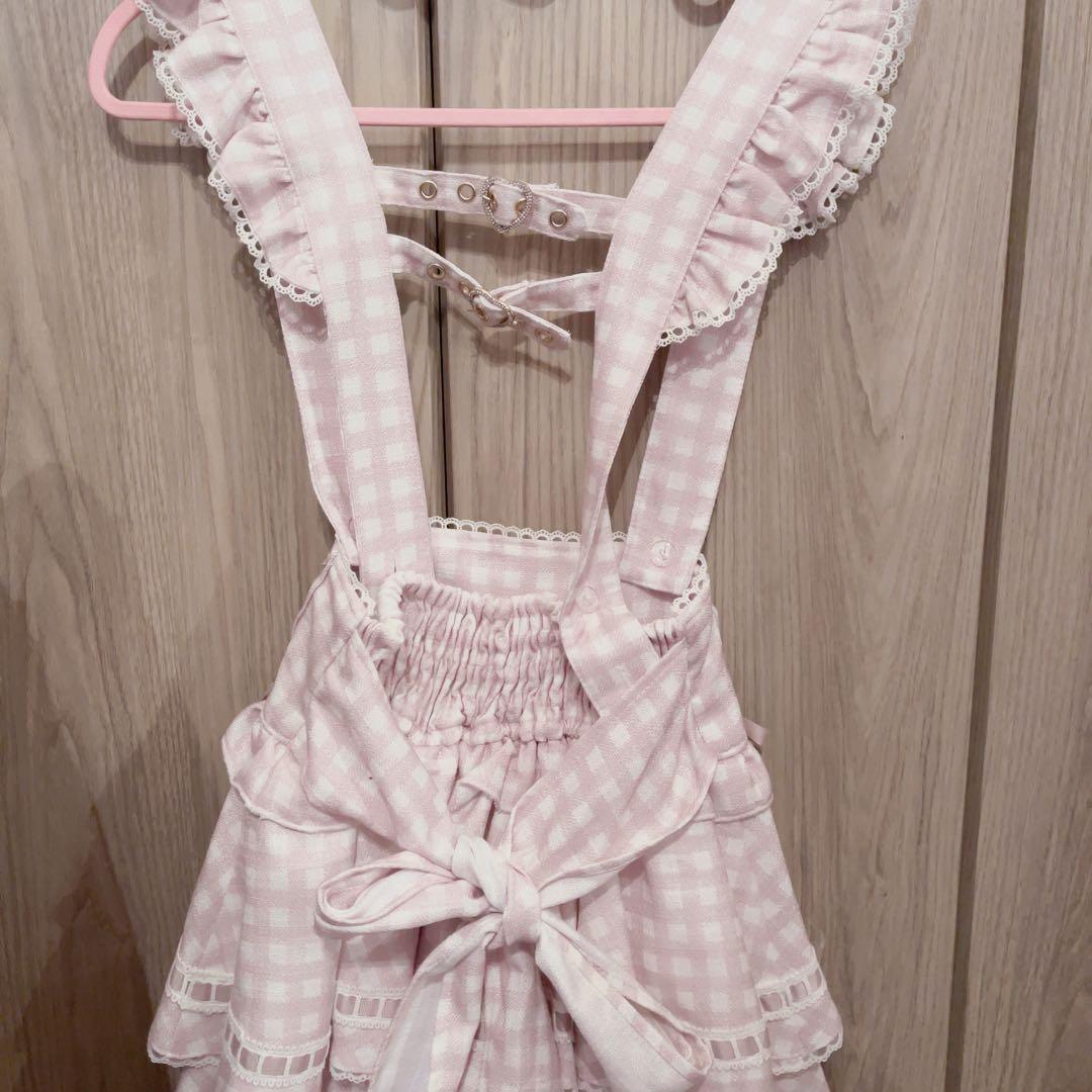 はしごリボンギンガムティアードスカパン ピンク