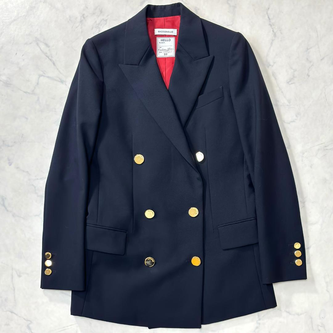 美品希少マディソンブルー HELLO刺繍 紺ブレ ダブル 金ボタン 00 tp9