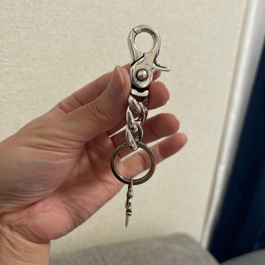 シルバー925 クロスボール キーチェーン キーホルダー キーリング 鍵