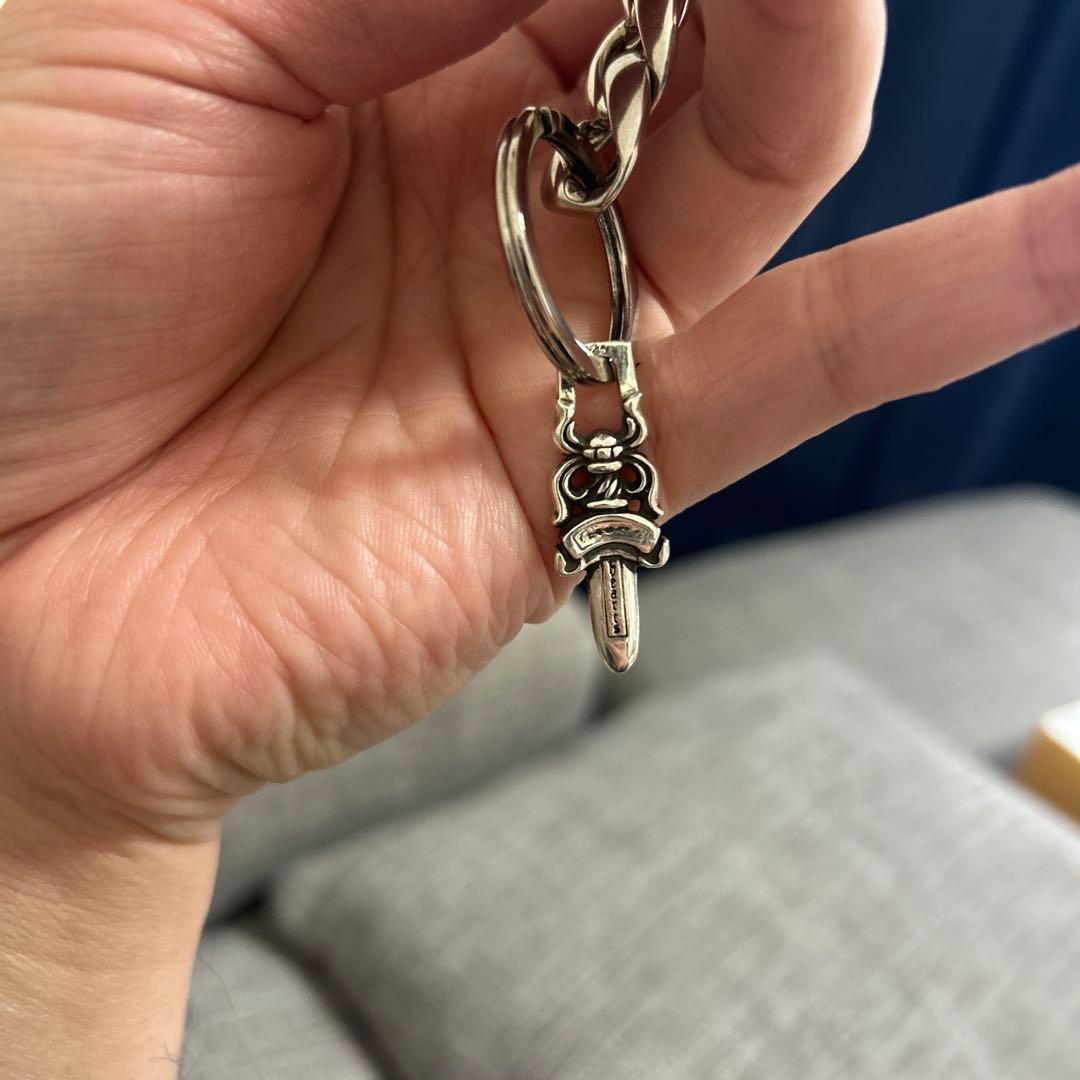 シルバー925 クロスボール キーチェーン キーホルダー キーリング 鍵