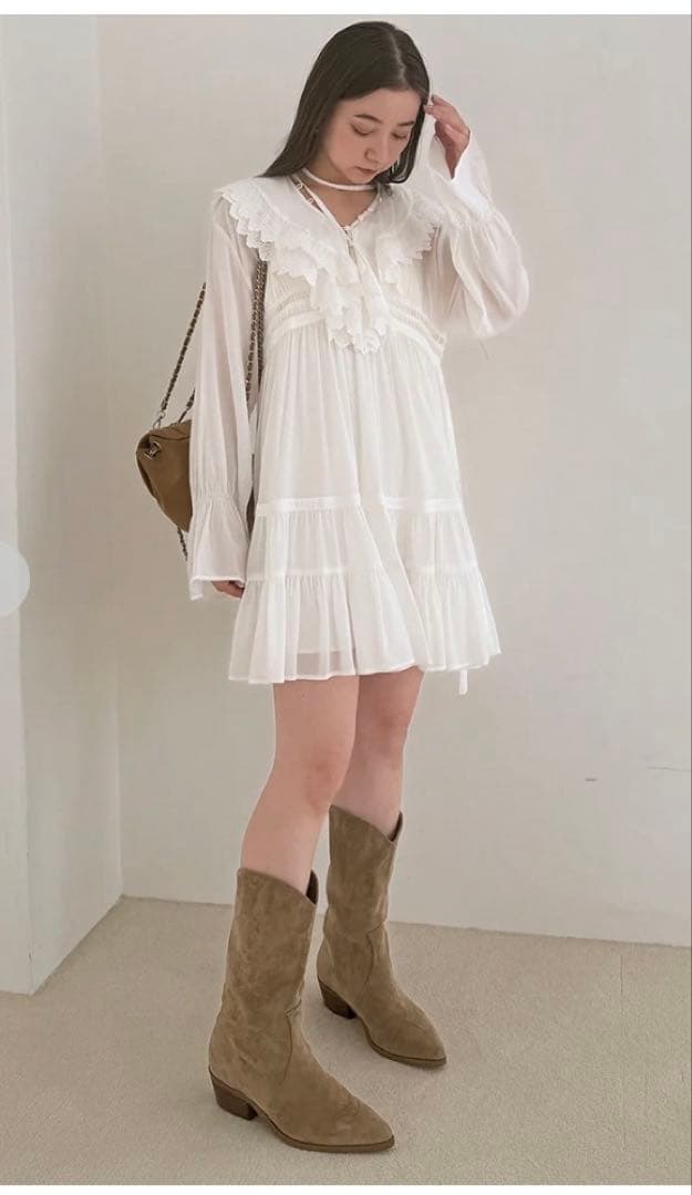 SNIDEL コットンライクラッフルカラーチュニック