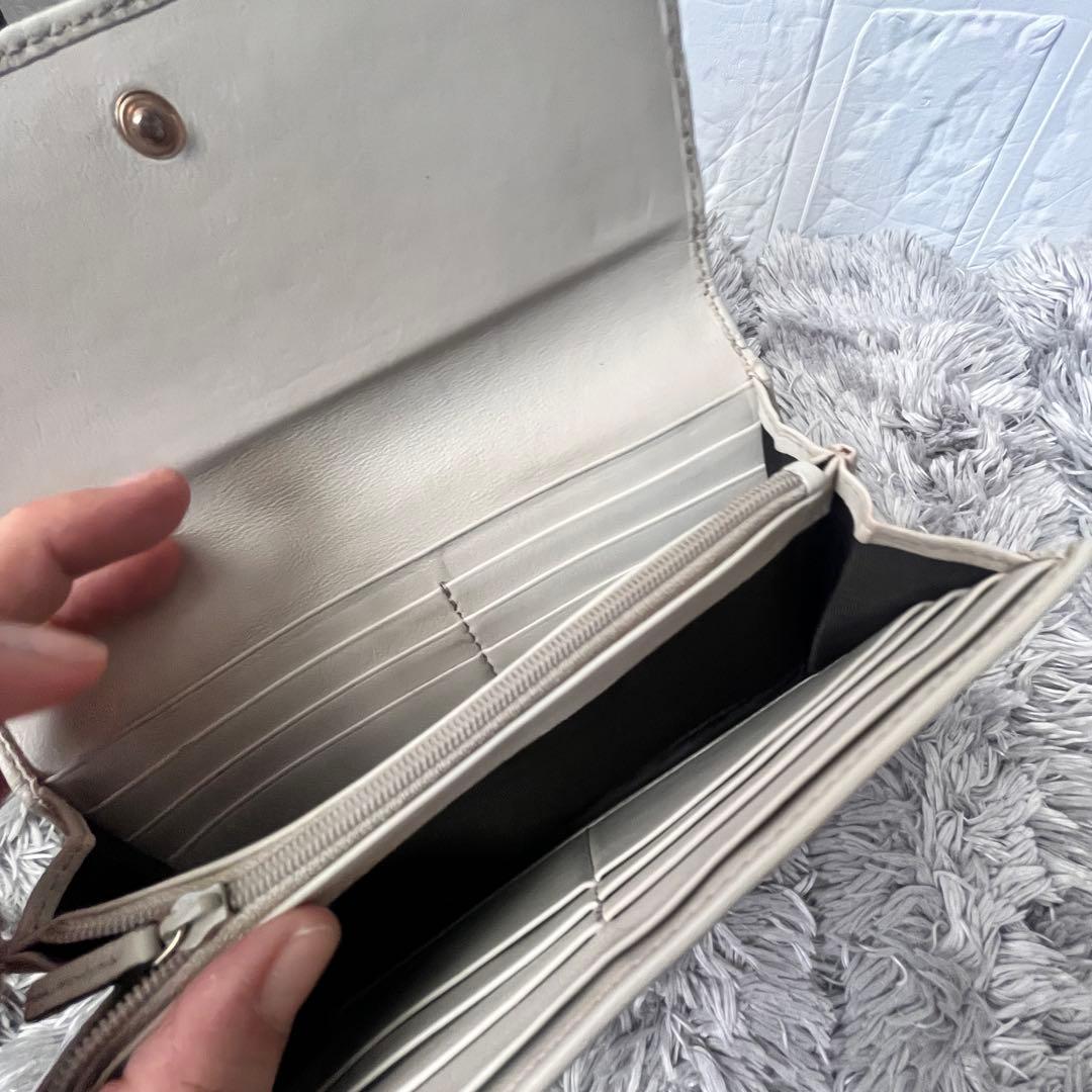 良品✨GUCCI マイクロシマ　ニース　長財布　ゴールド金具　ホワイトグレー