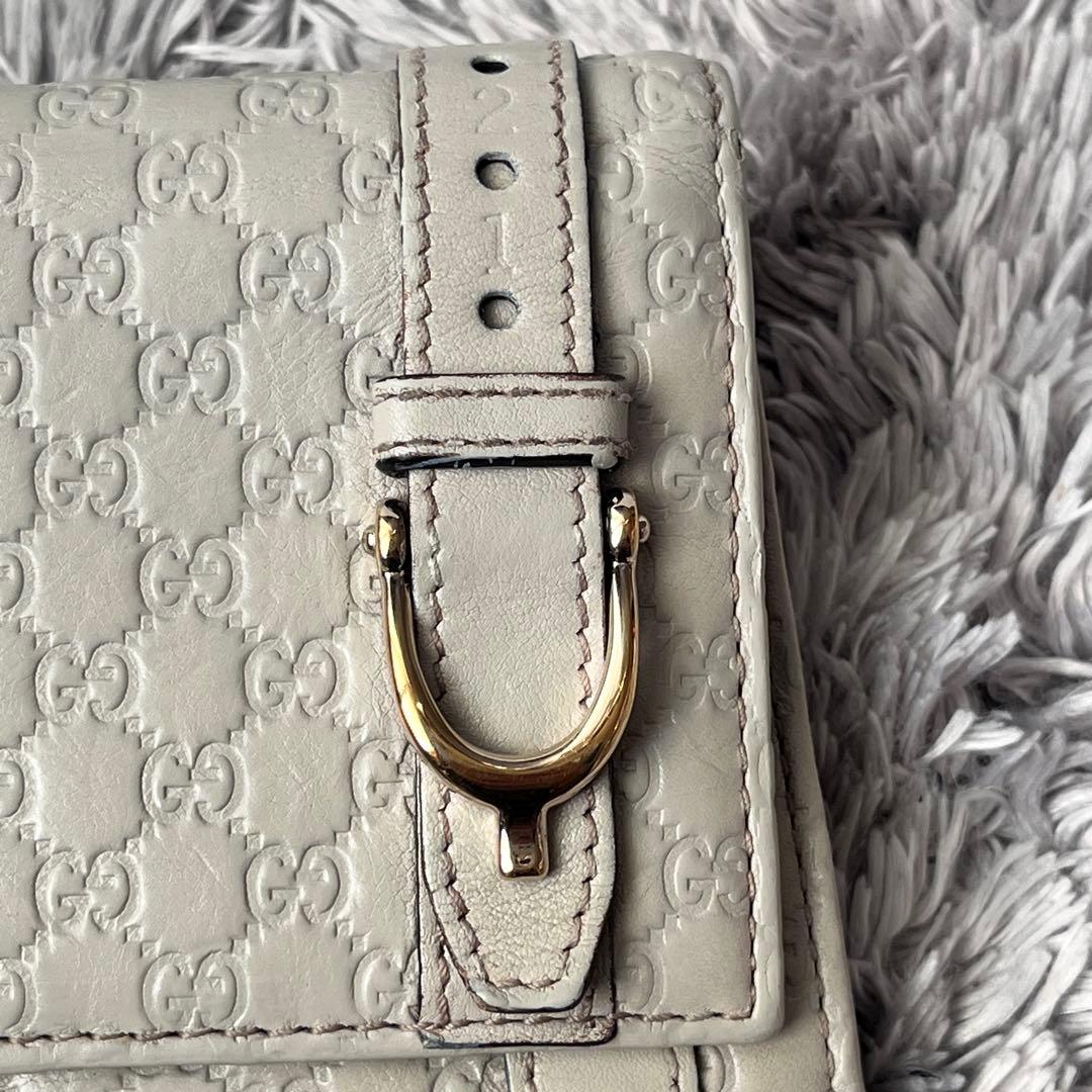 良品✨GUCCI マイクロシマ　ニース　長財布　ゴールド金具　ホワイトグレー