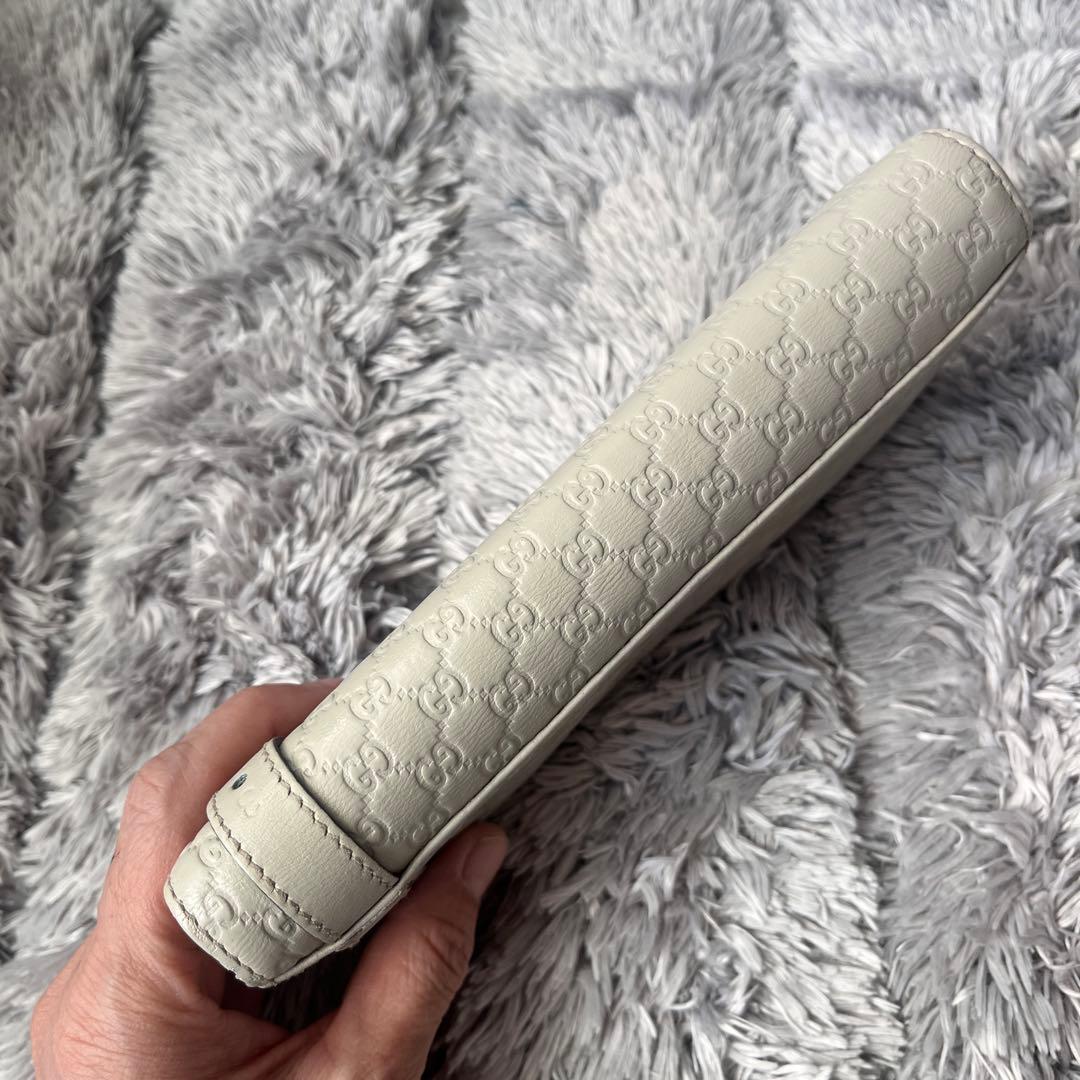 良品✨GUCCI マイクロシマ　ニース　長財布　ゴールド金具　ホワイトグレー