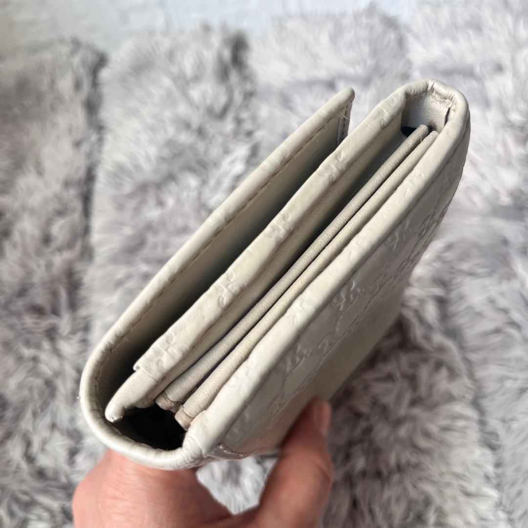 良品✨GUCCI マイクロシマ　ニース　長財布　ゴールド金具　ホワイトグレー