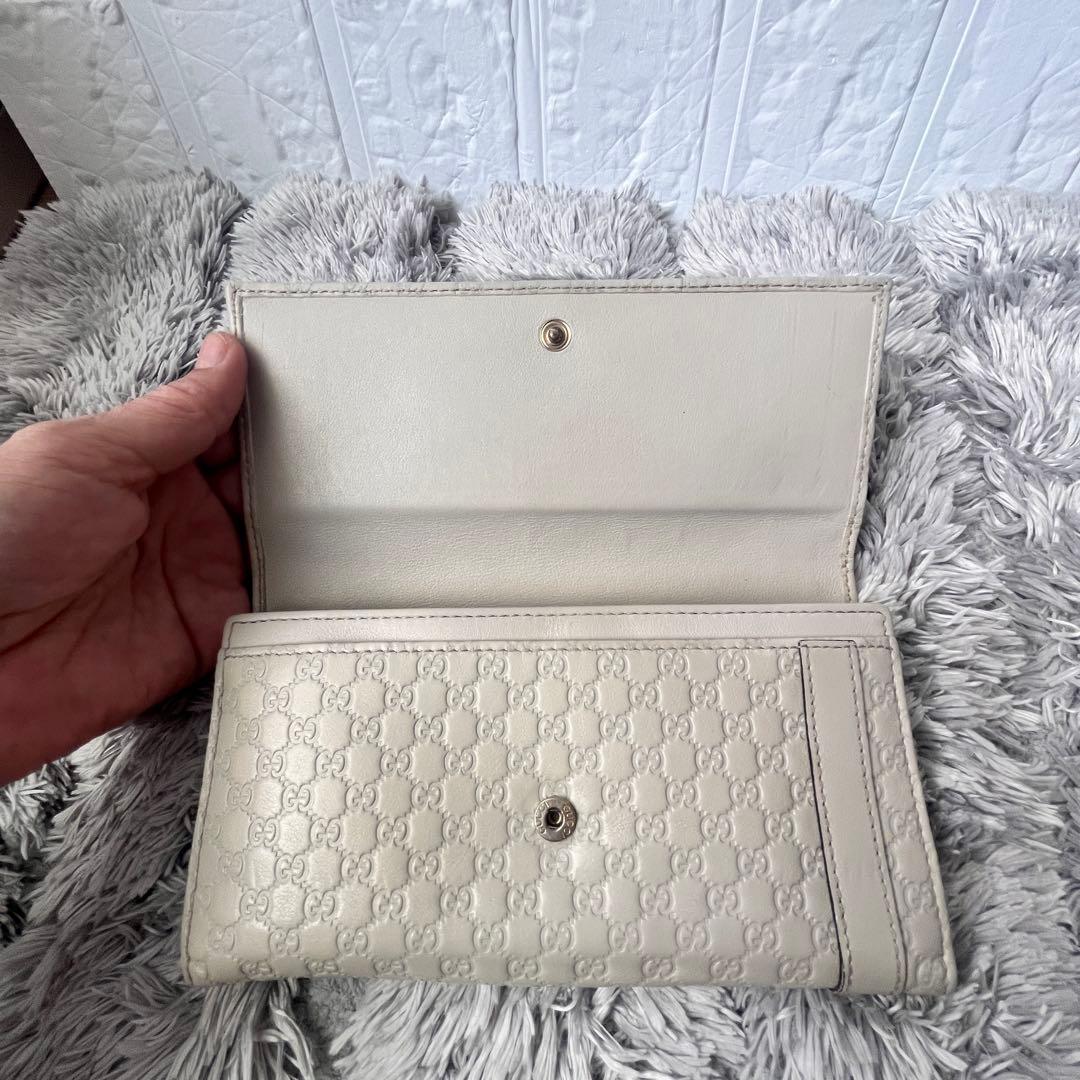 良品✨GUCCI マイクロシマ　ニース　長財布　ゴールド金具　ホワイトグレー
