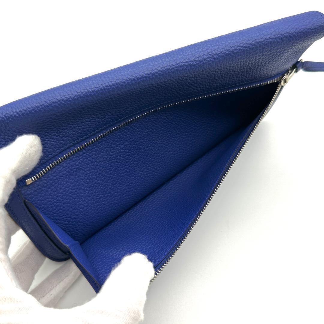 【極美品】HERMES エルメス ドゴンロング 財布 トリヨン T刻印　ブルー
