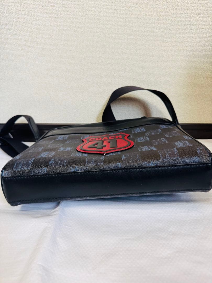 COACH 41 ショルダーバッグ メンズ ブラック チェック柄