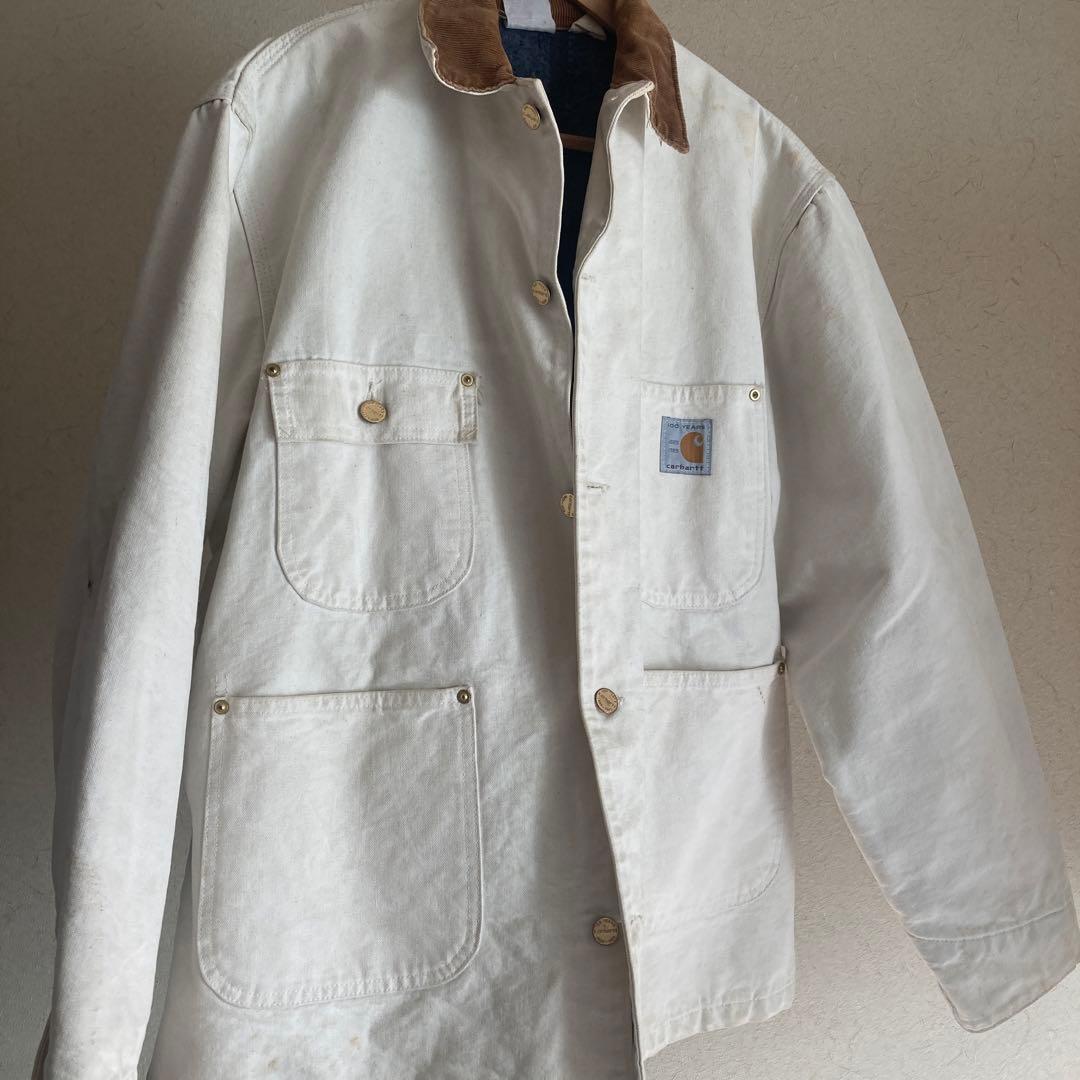 【USA製】Carhartt100Yearsカバーオール42 白L