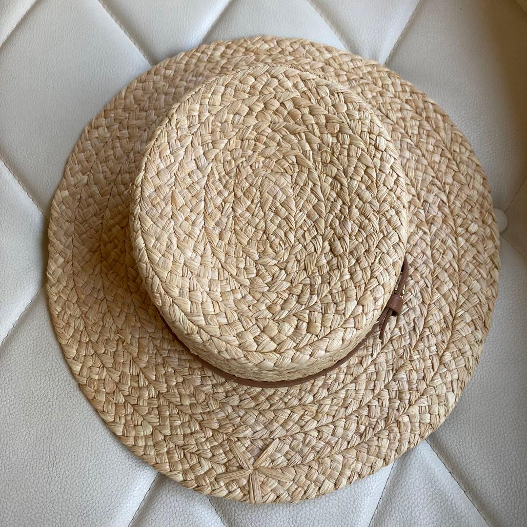 ヘレンカミンスキー ラフィアハット カンカン帽 キャサリン ストローハット 茶色