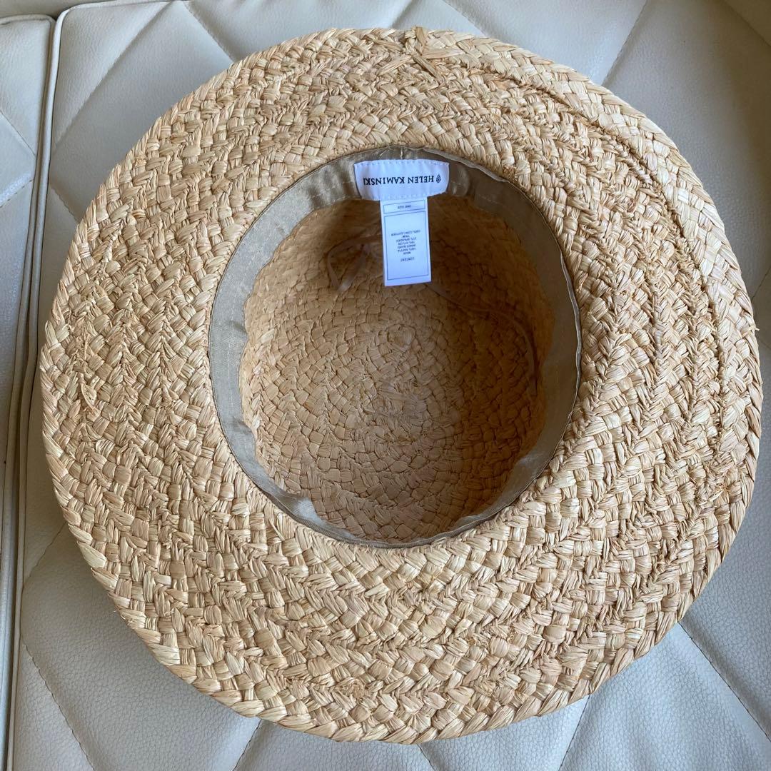 ヘレンカミンスキー ラフィアハット カンカン帽 キャサリン ストローハット 茶色