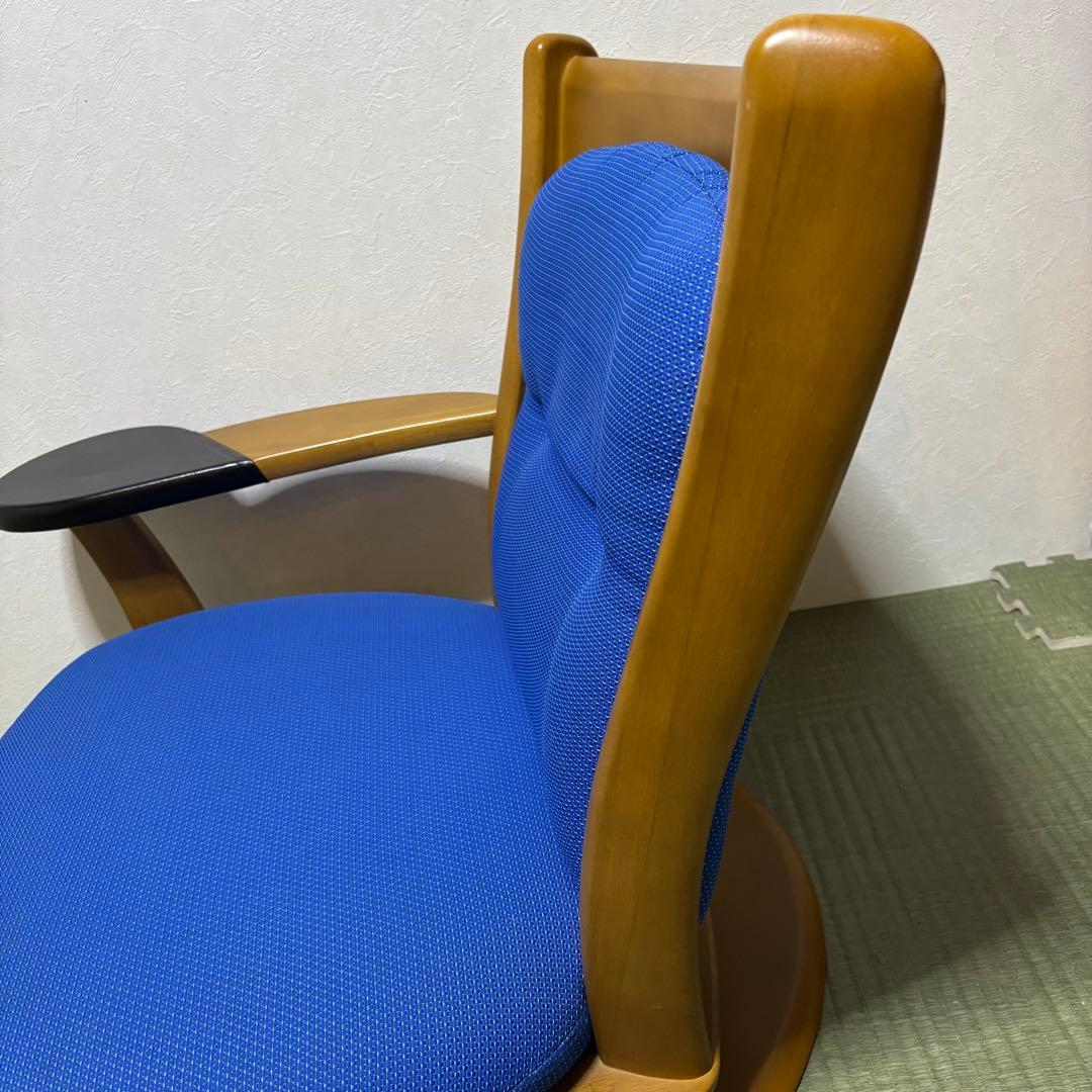 【極希少】karimoku カリモク 座椅子 回転 肘掛け付き ブルー