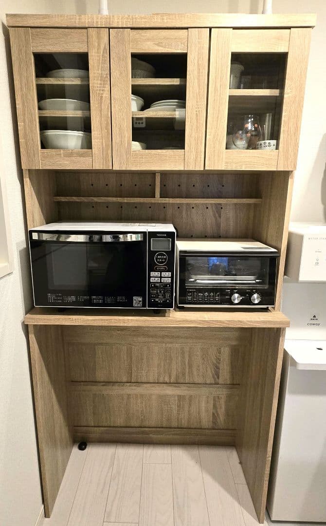 【発送時期調整可】幅90 LOWYA ゴミ箱収納付 食器棚 キッチン収納