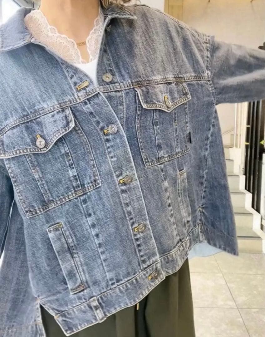 新品タグ付き＊ayane アヤン リネン混デニムジャケット ブリーチ