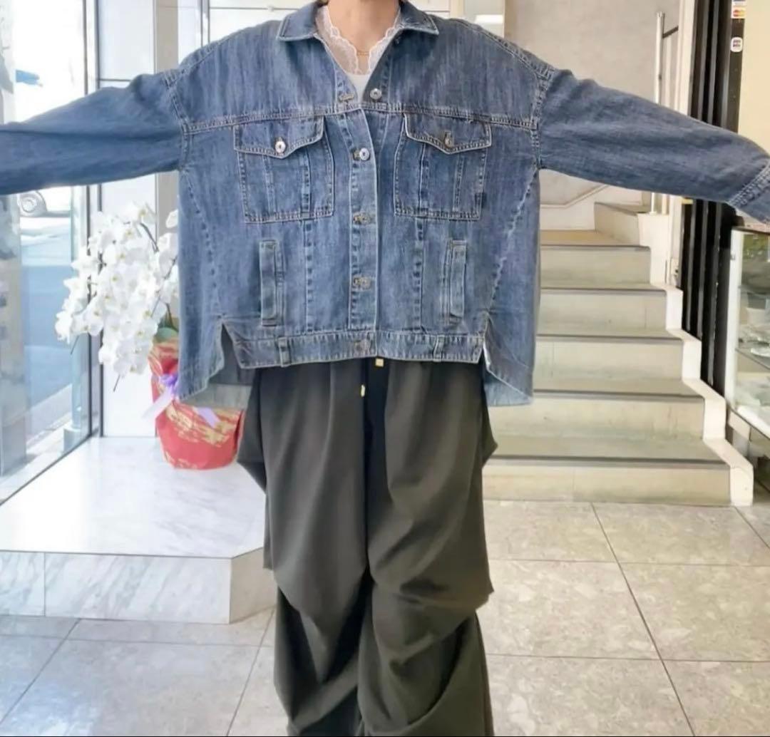 新品タグ付き＊ayane アヤン リネン混デニムジャケット ブリーチ