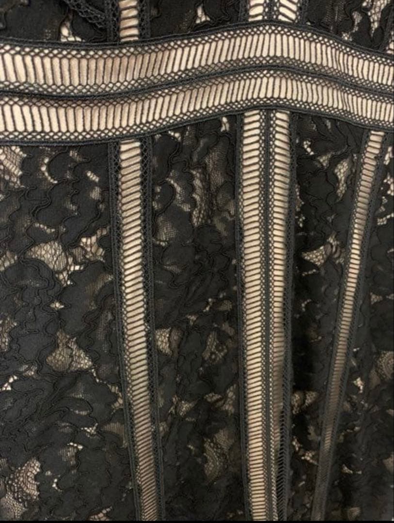 SETTAN］ブラックxベージュ 総レース キャバドレス［S32088-2］