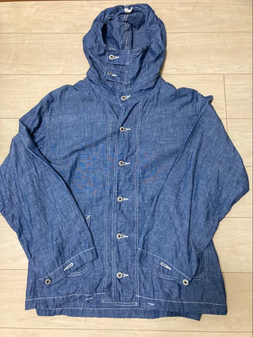 ポストオーバーオールズ　シャンブレーネイビーパーカーL サンプル品