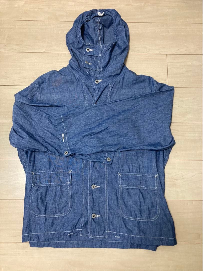 ポストオーバーオールズ　シャンブレーネイビーパーカーL サンプル品