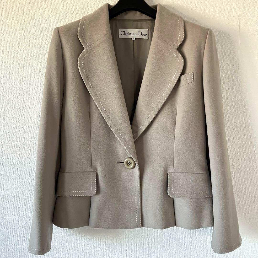 クリスチャンディオール ウール100% バージャケット M モスグレー