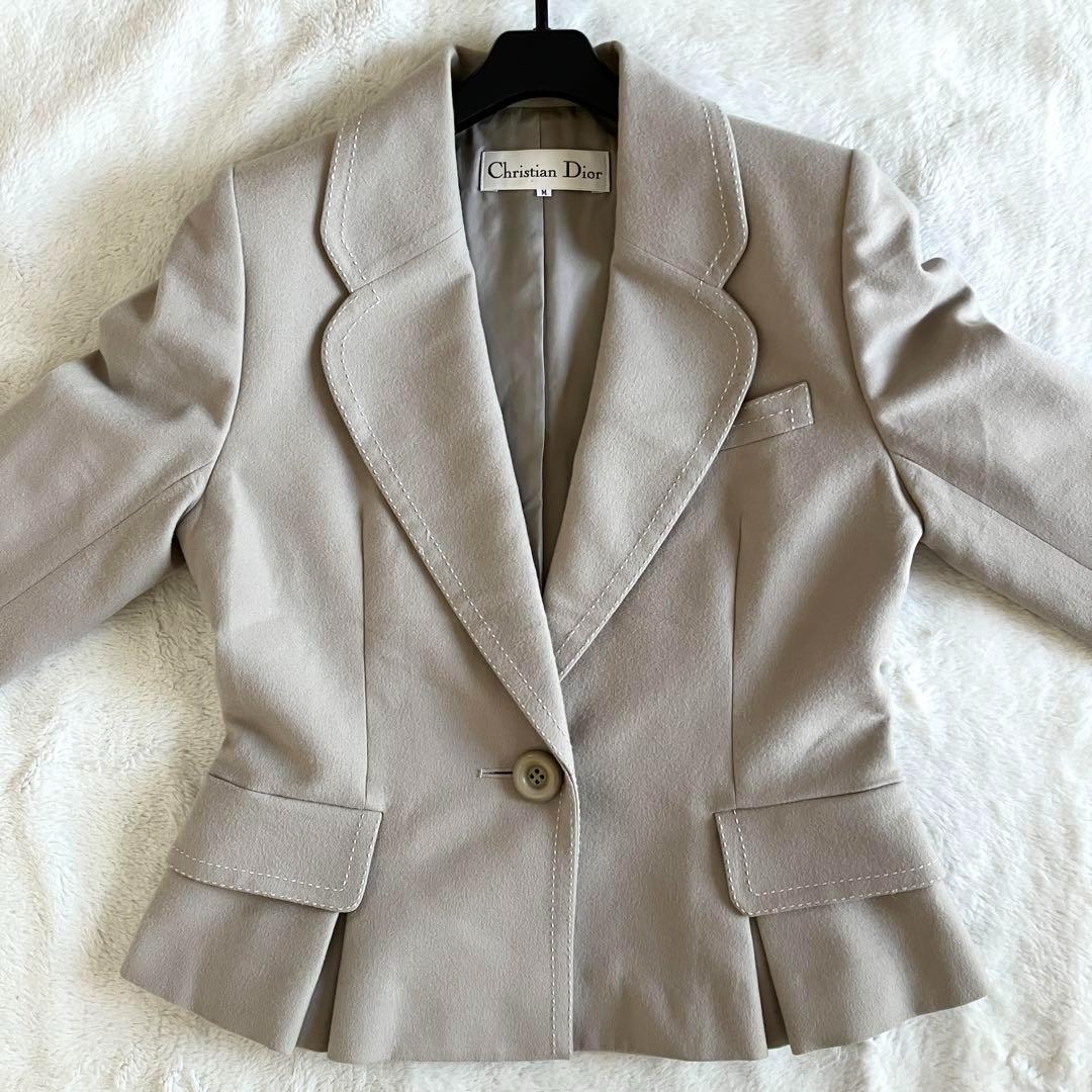 クリスチャンディオール ウール100% バージャケット M モスグレー