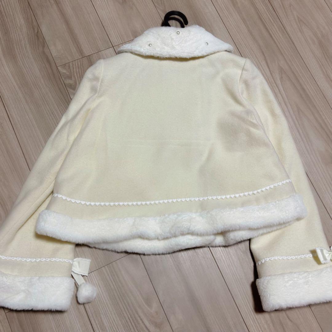 BABY ポンポンリボンショートコート アイボリー