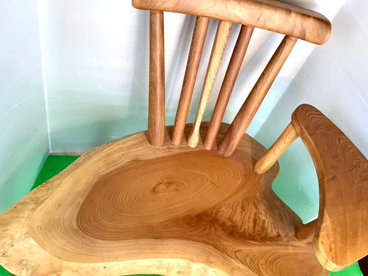 総けやき　輪切り　幸せなイス　一点物　手造り