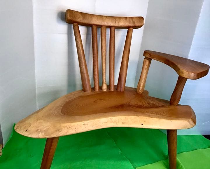 総けやき　輪切り　幸せなイス　一点物　手造り