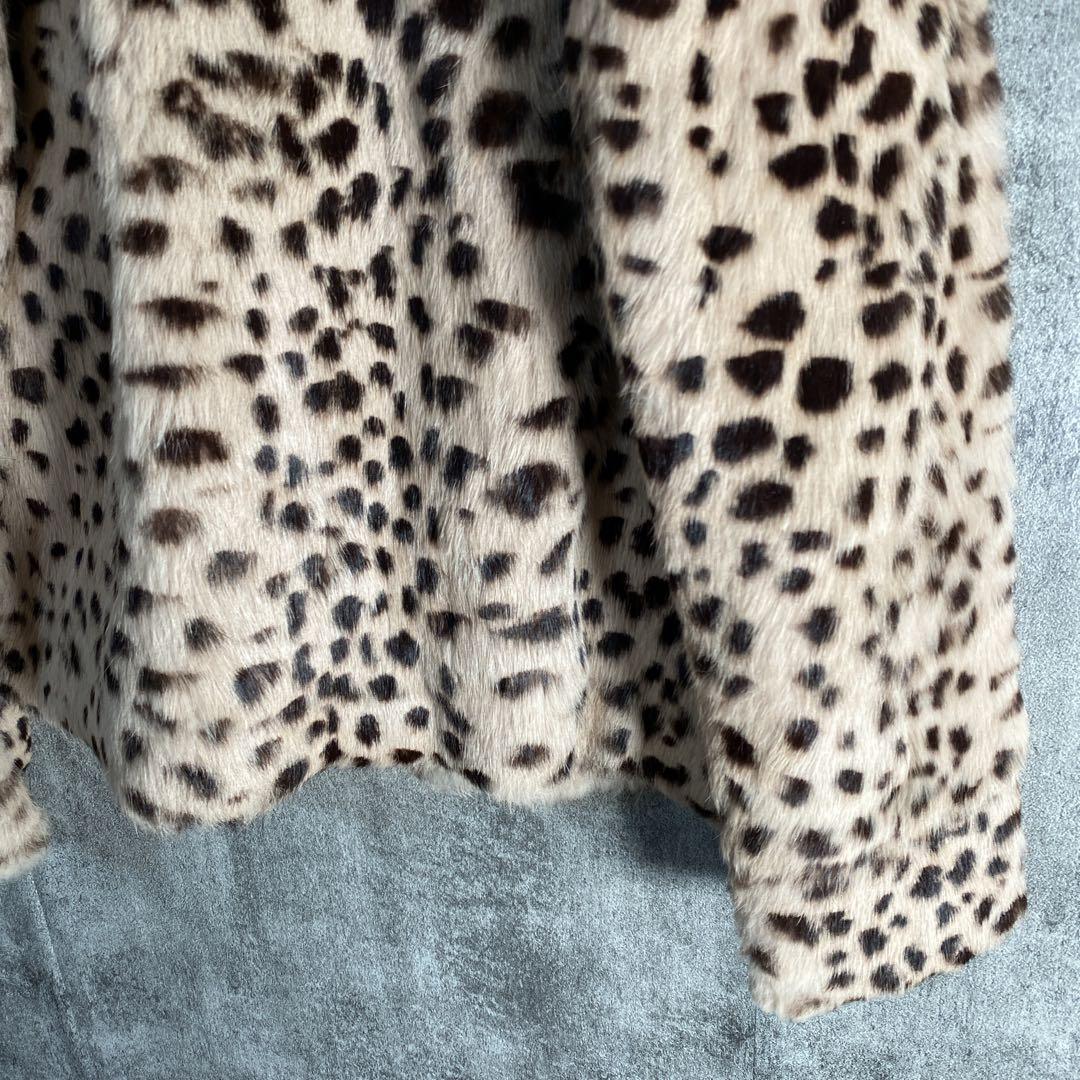 ラビットファー100% ヒョウ柄 ファーコート ダブルスタンダード 高級アウター