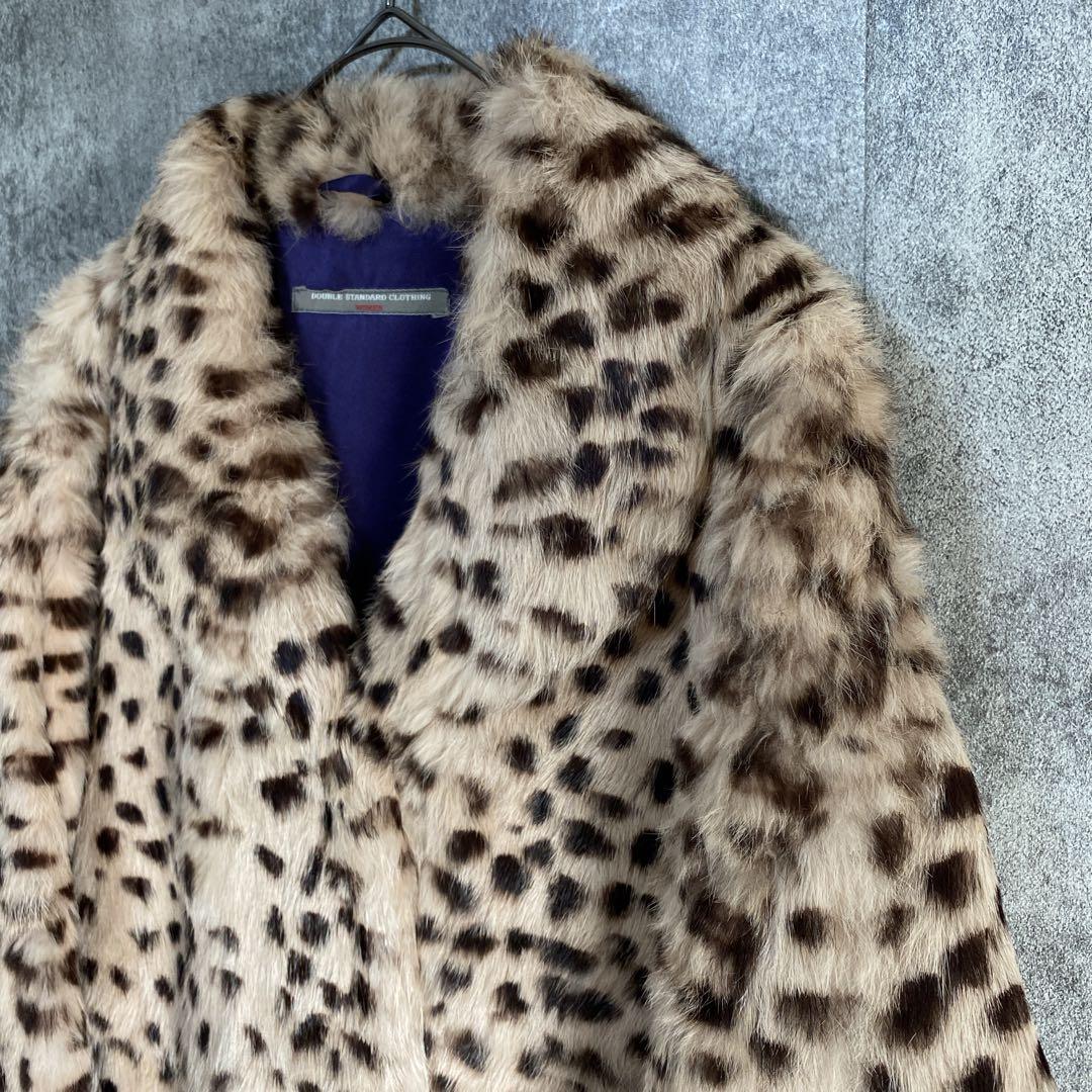 ラビットファー100% ヒョウ柄 ファーコート ダブルスタンダード 高級アウター