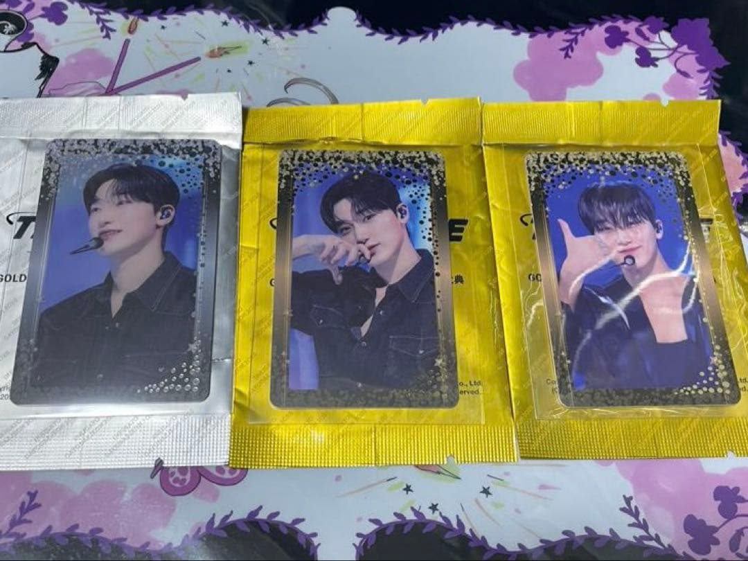 【サン】金銀3枚セットATEEZ SBS 人気歌謡 インガ トレカ　コンプ