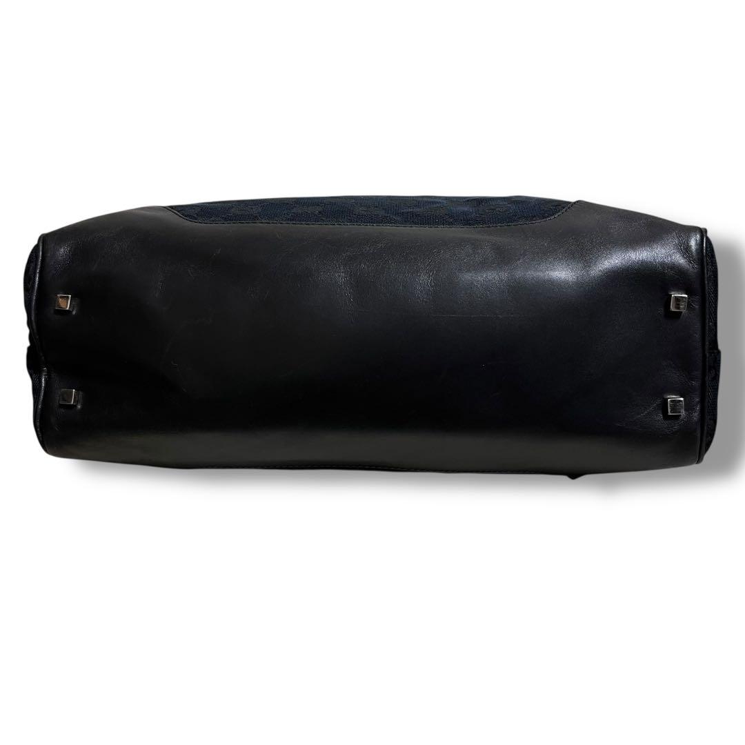 Gucci 黒 キャンバス レザー ハンドバッグ