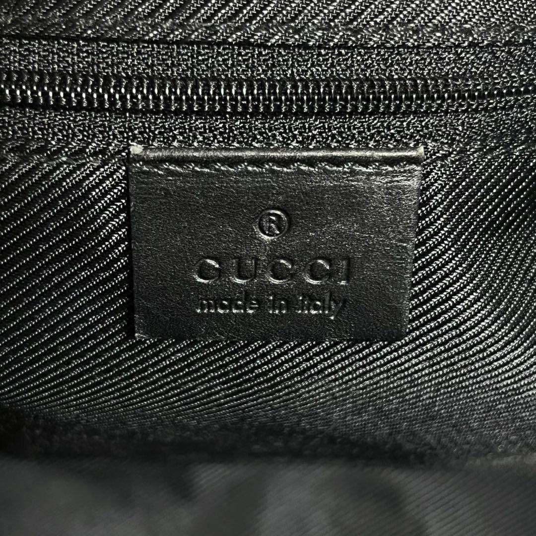 Gucci 黒 キャンバス レザー ハンドバッグ