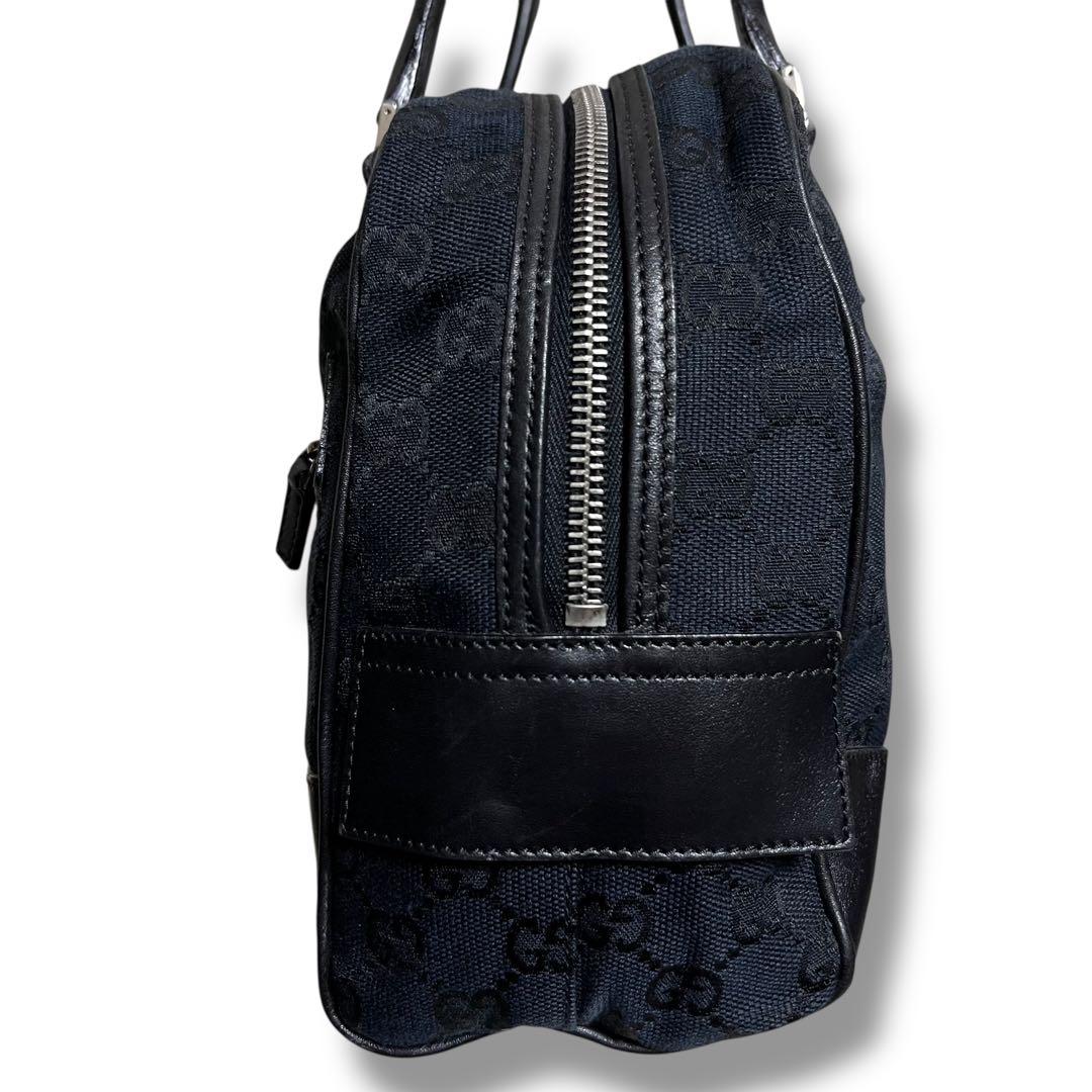 Gucci 黒 キャンバス レザー ハンドバッグ