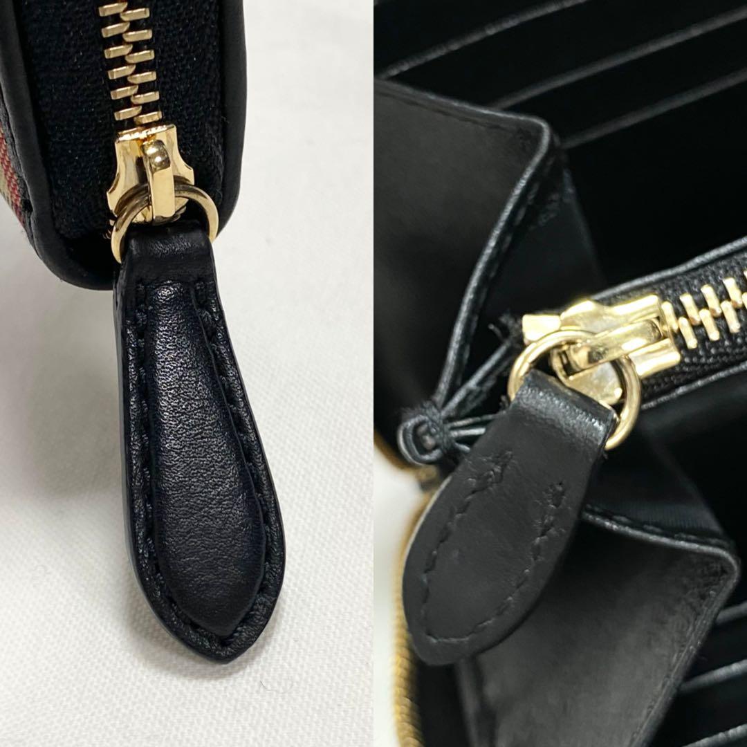 未使用品✨バーバリー 長財布 ラウンドファスナー ノバチェック レザー ブラック