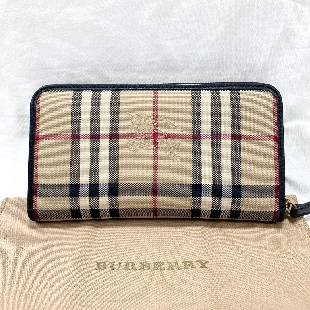 未使用品✨バーバリー 長財布 ラウンドファスナー ノバチェック レザー ブラック
