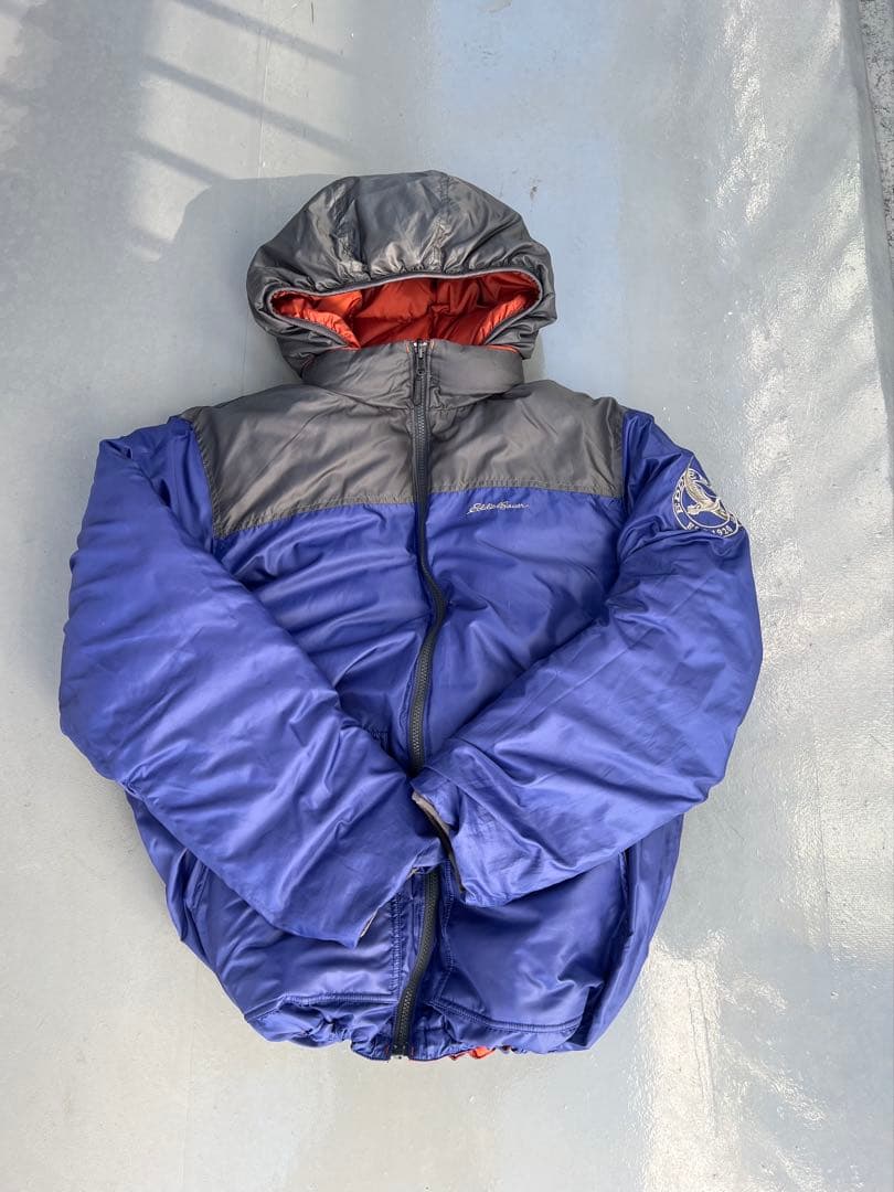 down puffer y2kオレンジ フード付き ダウンジャケット