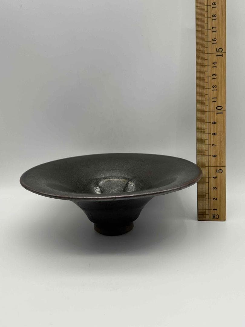 南宋時代　油滴天目茶碗　笠茶盞 旧家蔵出し 唐物　古賞物　時代物(E-69)