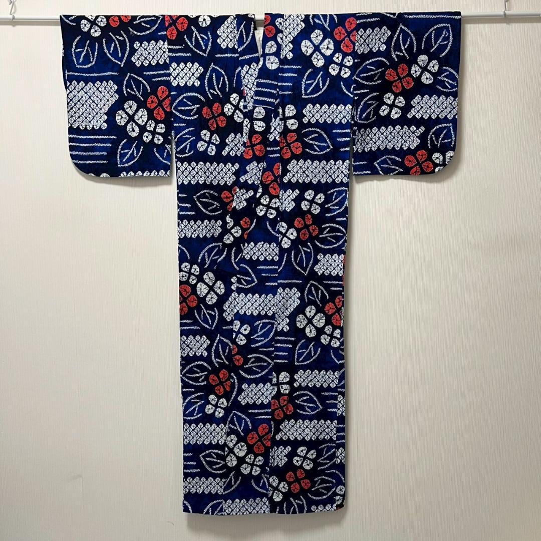 KL3162 有松鳴海絞り 浴衣 身丈159cm 夏着物 木綿